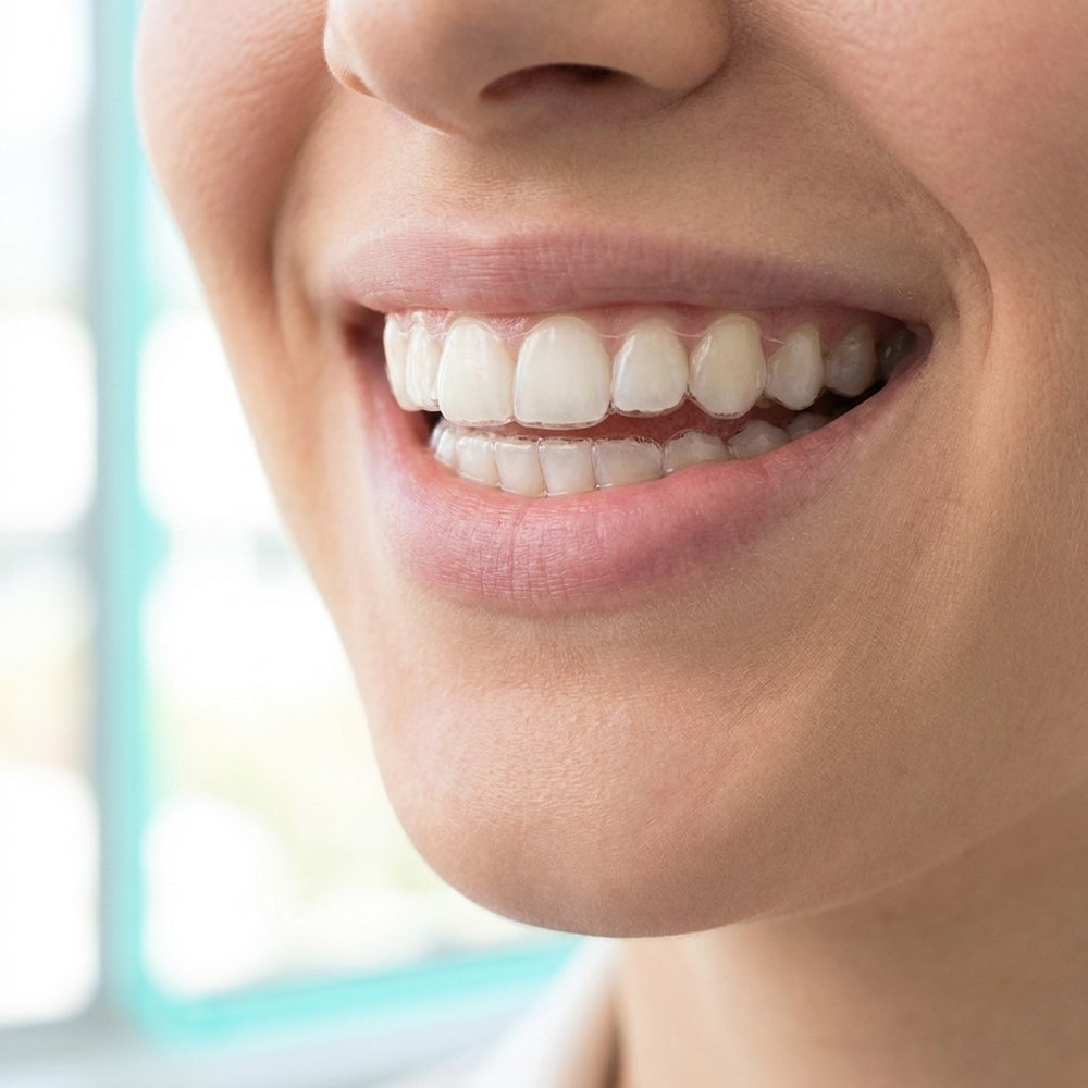 Invisalign Invisalign sendo encaixado nos dentes — tratamento discreto